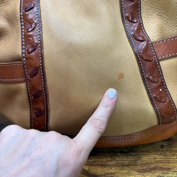 Fossil Vintage Tooled Leather Hobo Bag Embossed Floral Boho Two-Tone Tan 75082 - Picture 7 of 16